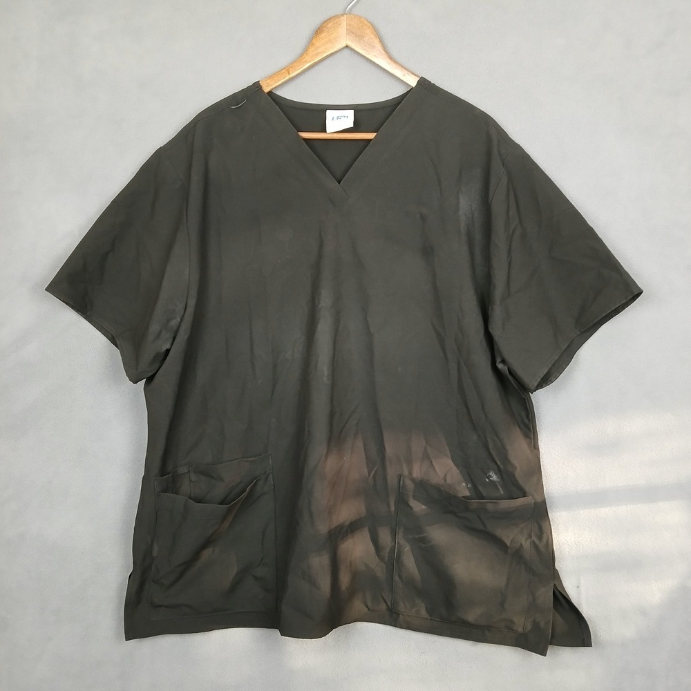 HPI High Performance Identity Scrub Top Womens 2XL Black V Neck Medical Casual
